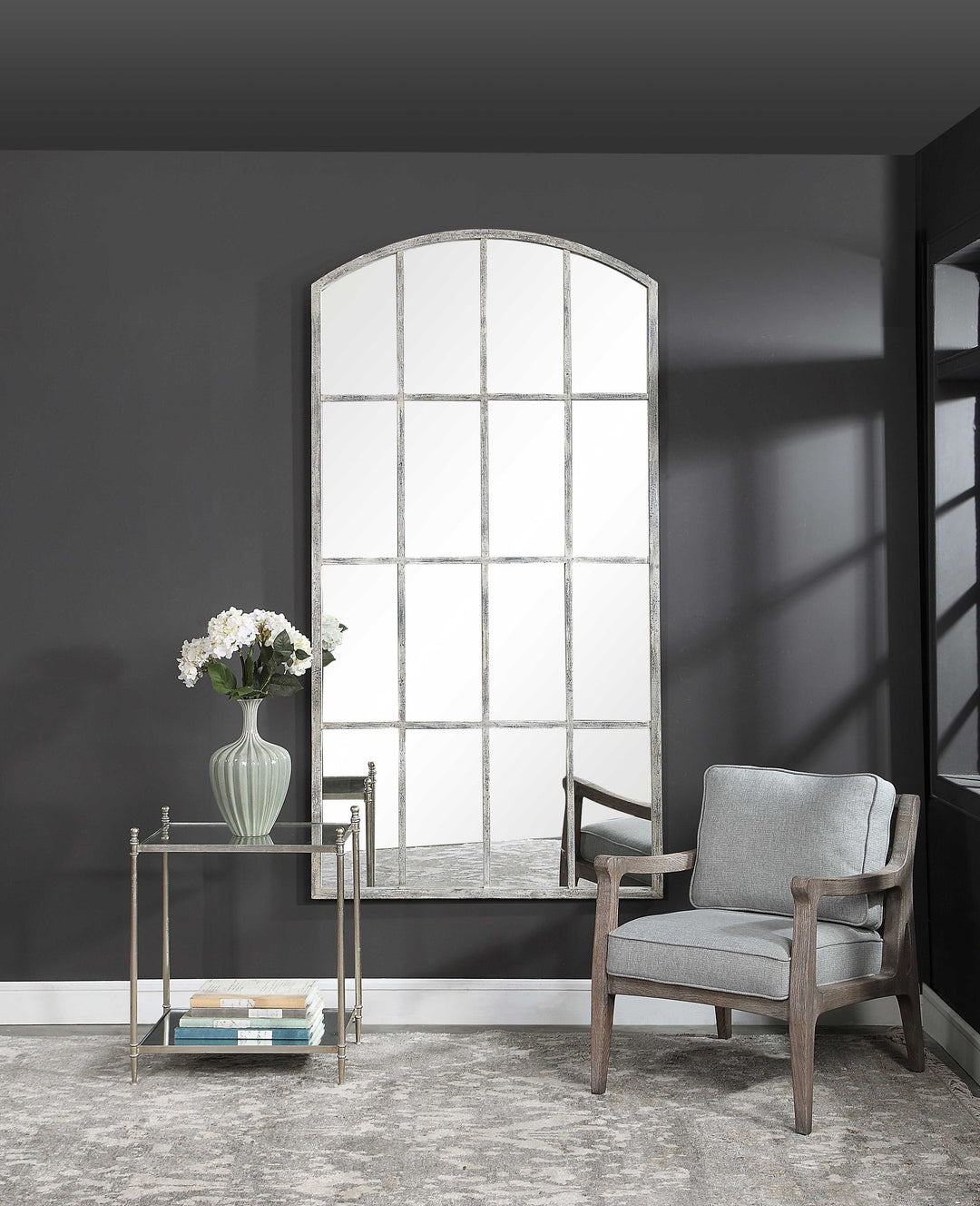 American Home Furniture Uttermost Amiel Ivory Arched Mirror