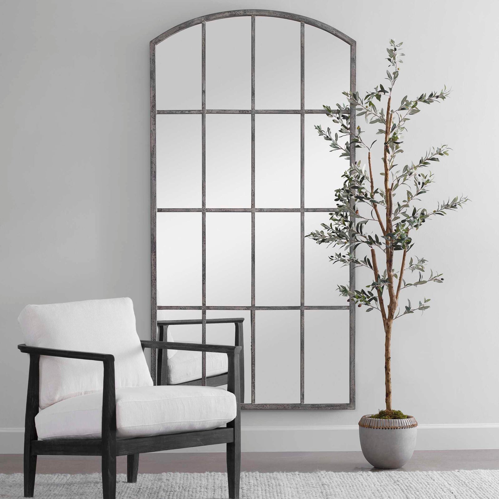 American Home Furniture Uttermost Amiel Ivory Arched Mirror