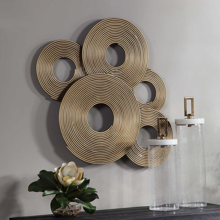 American Home Furniture Uttermost Ahmet Gold Rings Wall Decor