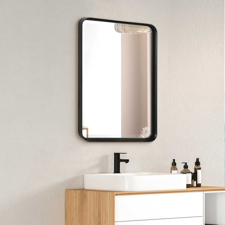 American Home Furniture Uttermost Croften Black Vanity Mirror