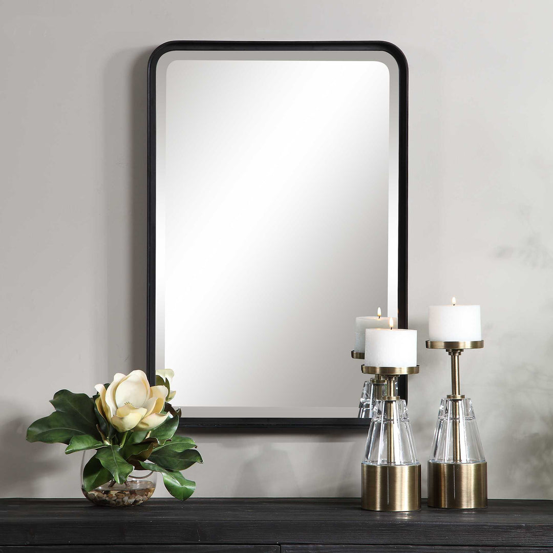American Home Furniture Uttermost Croften Black Vanity Mirror
