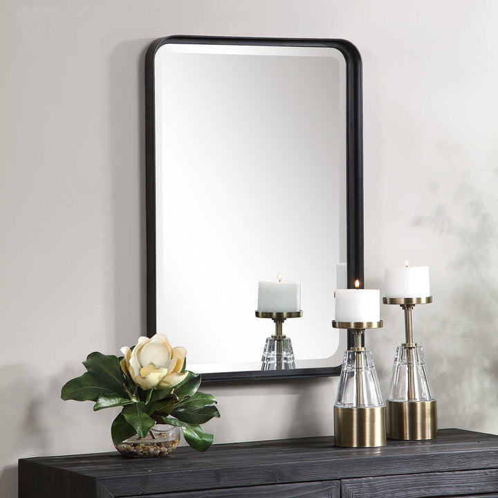 American Home Furniture Uttermost Croften Black Vanity Mirror