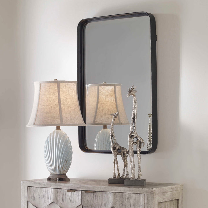 American Home Furniture Uttermost Croften Black Vanity Mirror
