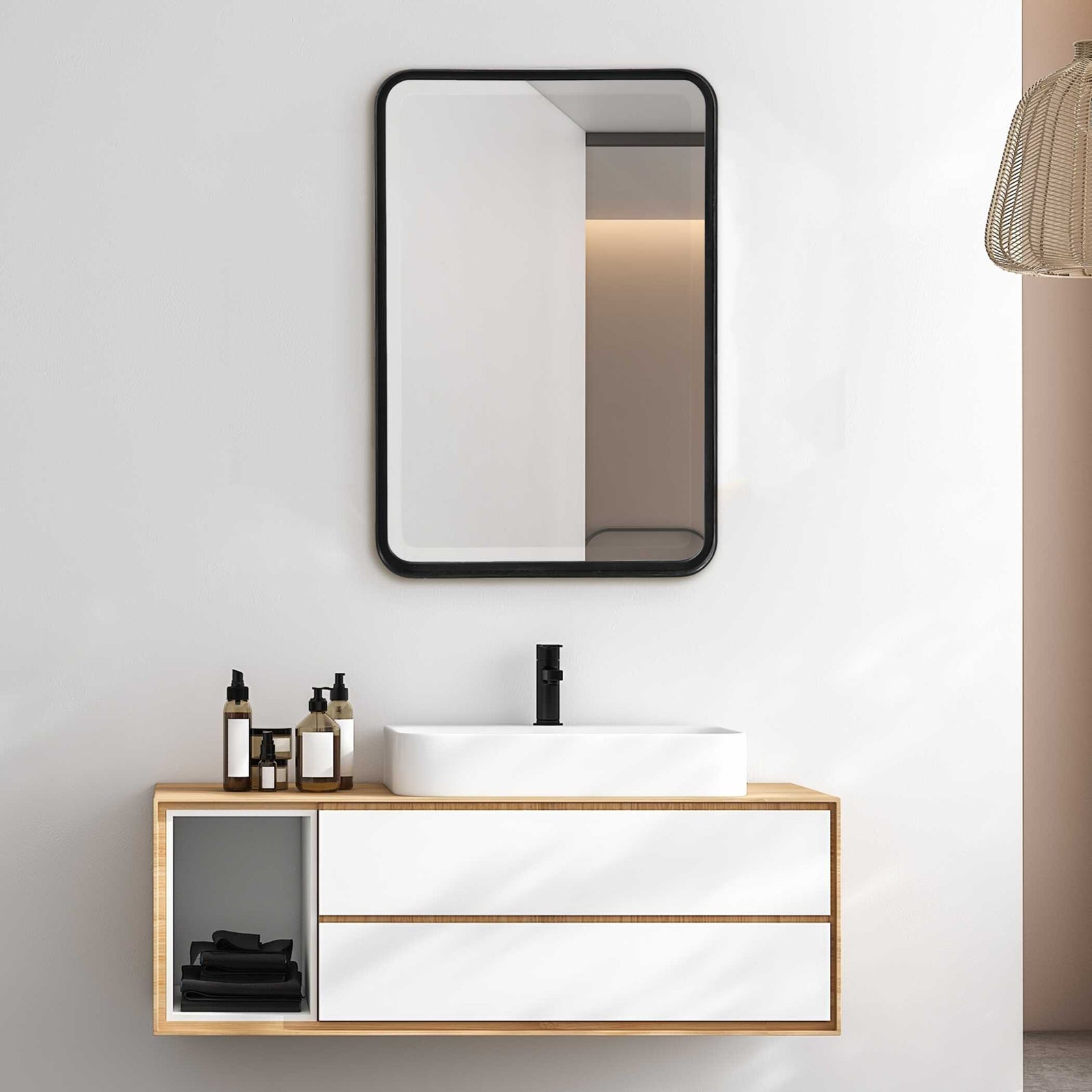 American Home Furniture Uttermost Croften Black Vanity Mirror