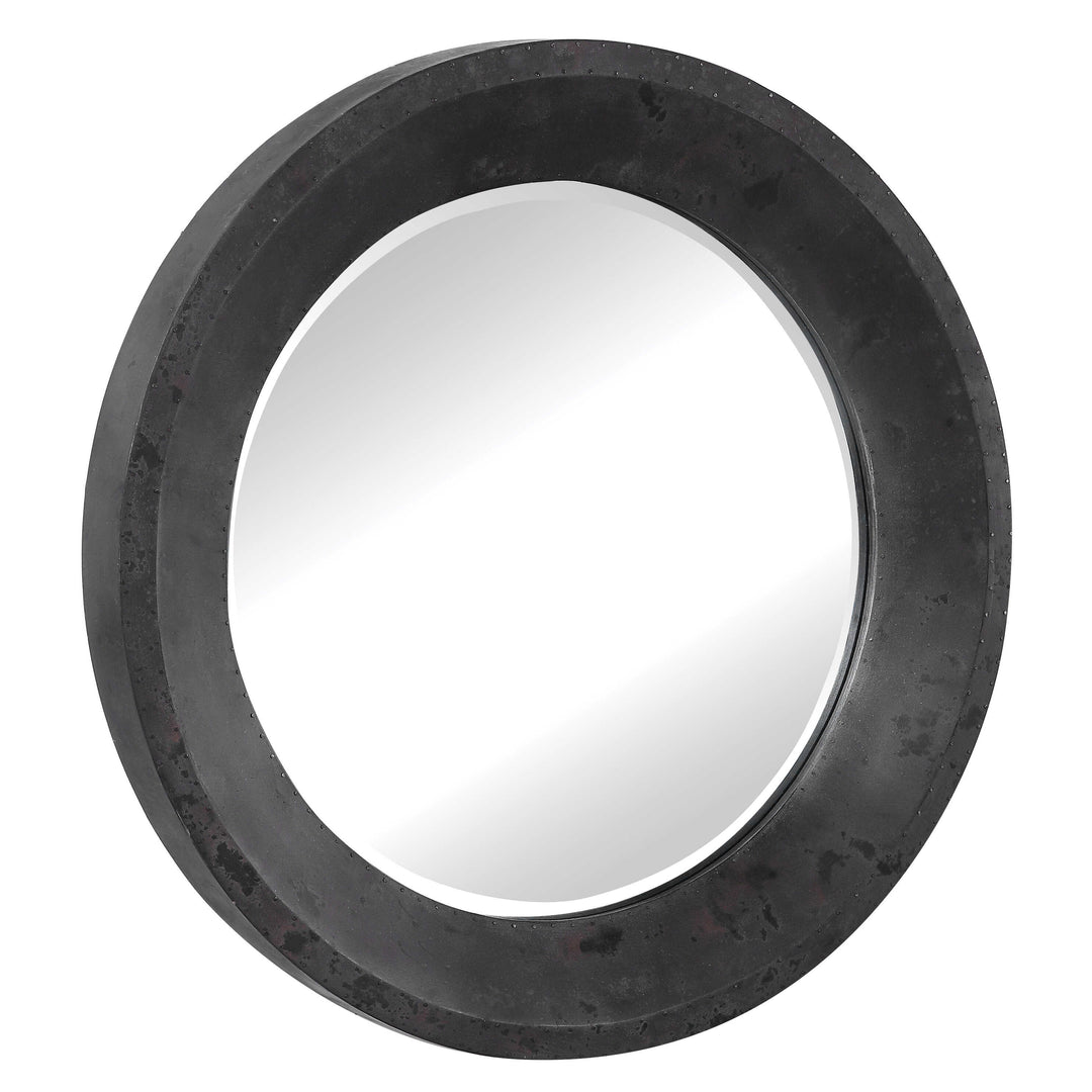 American Home Furniture Uttermost Frazier Round Industrial Mirror