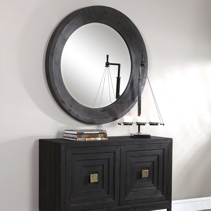 American Home Furniture Uttermost Frazier Round Industrial Mirror
