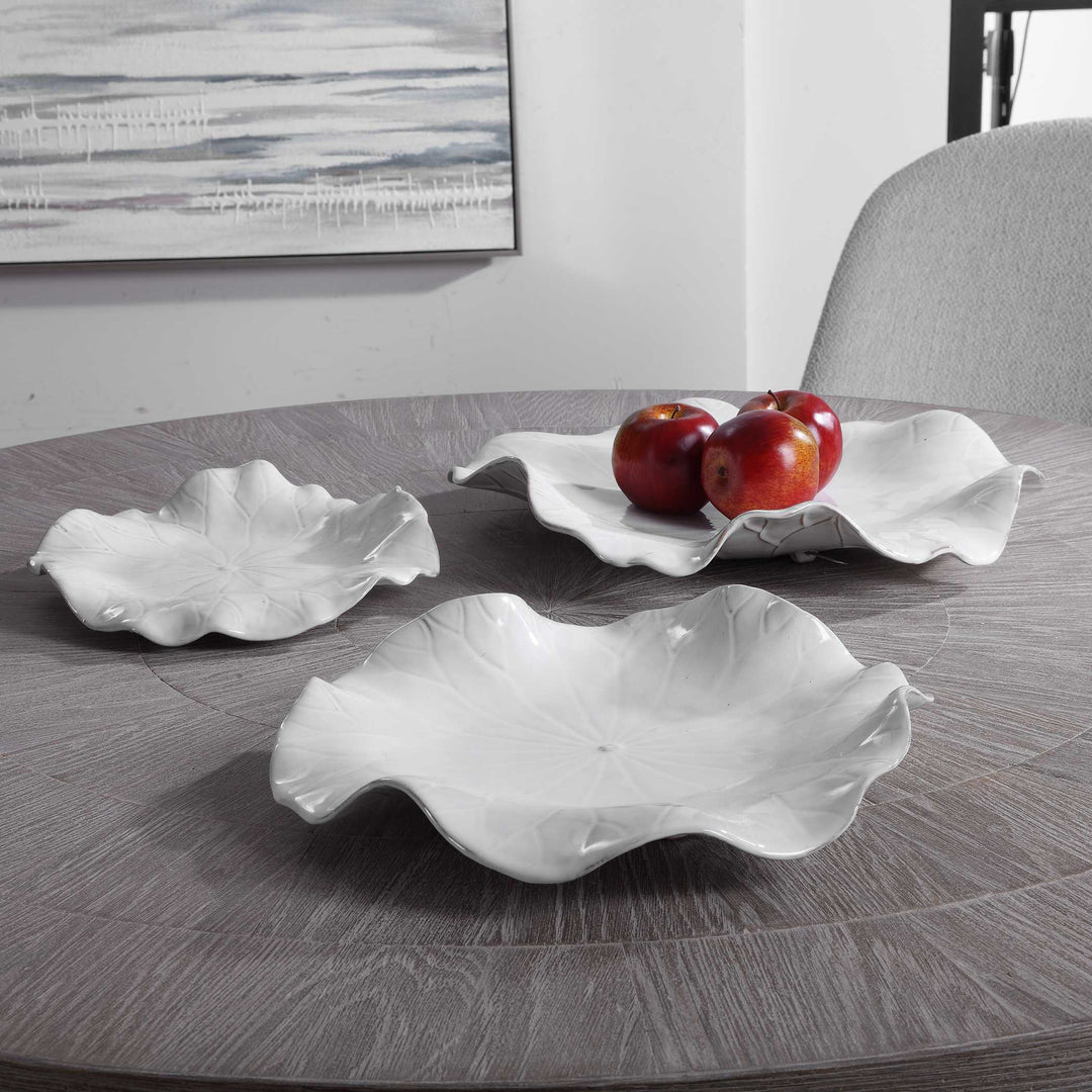 American Home Furniture Uttermost Abella Ceramic Wall Decor Set of 3 White