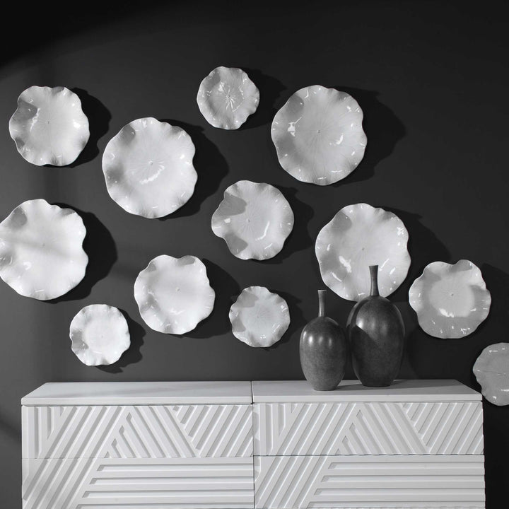 American Home Furniture Uttermost Abella Ceramic Wall Decor Set of 3 White