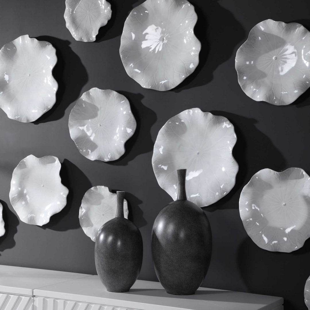 American Home Furniture Uttermost Abella Ceramic Wall Decor Set of 3 White
