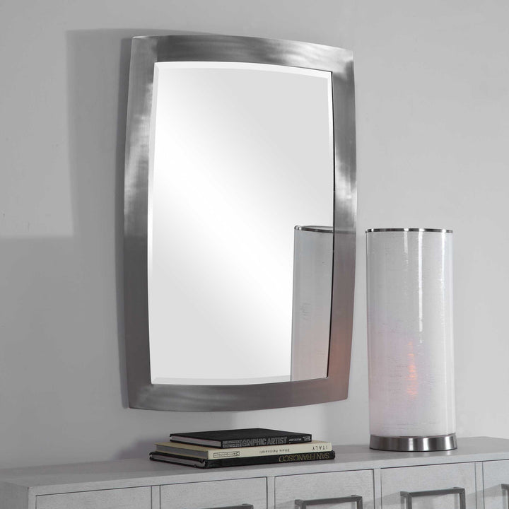American Home Furniture Uttermost Haskill Brushed Nickel Mirror