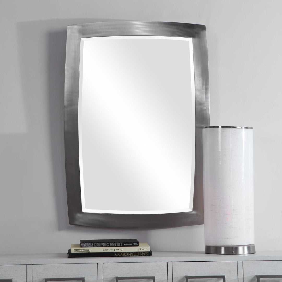 American Home Furniture Uttermost Haskill Brushed Nickel Mirror