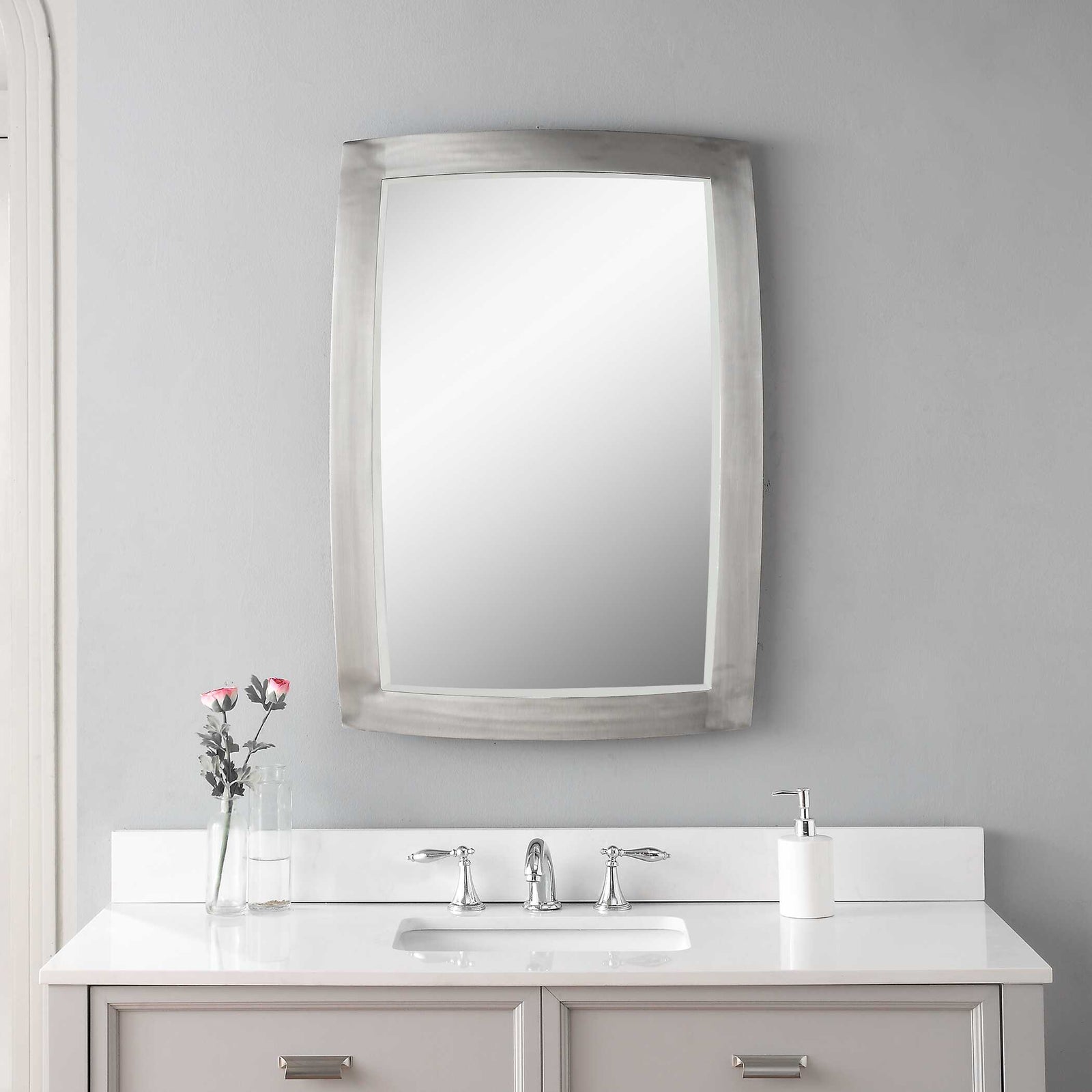 American Home Furniture Uttermost Haskill Brushed Nickel Mirror