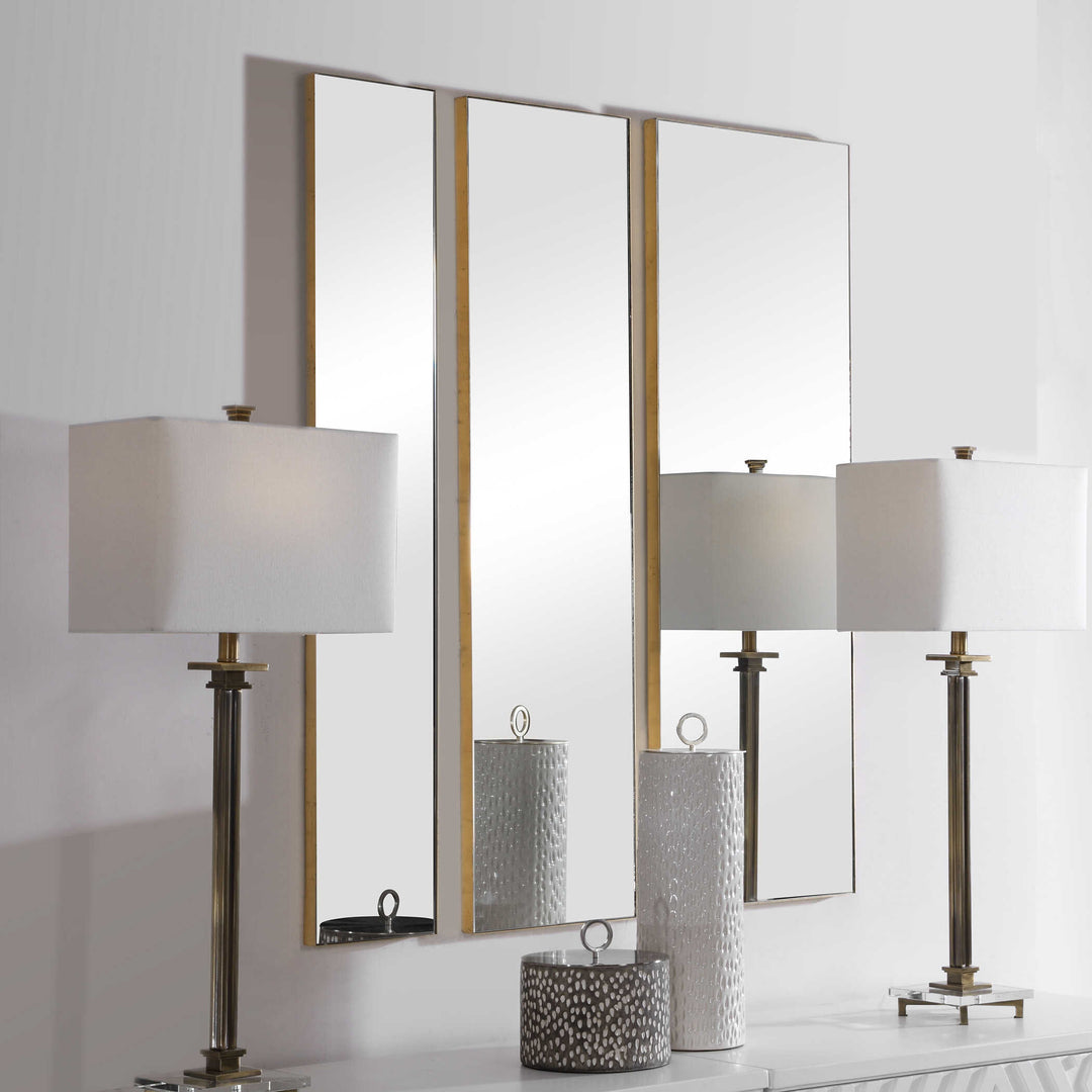 American Home Furniture Uttermost Rowling Gold Mirrors, Set of 3