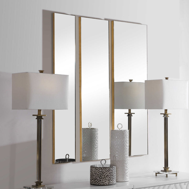 American Home Furniture Uttermost Rowling Gold Mirrors, Set of 3