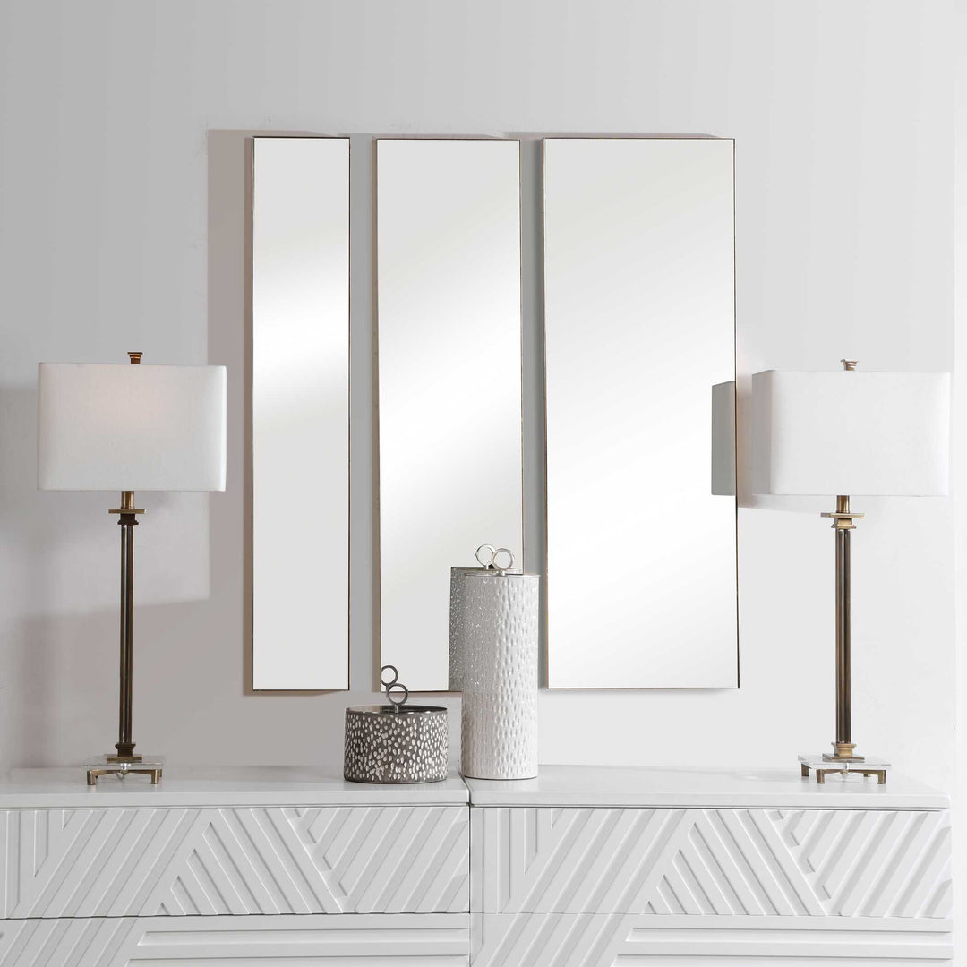 American Home Furniture Uttermost Rowling Gold Mirrors, Set of 3