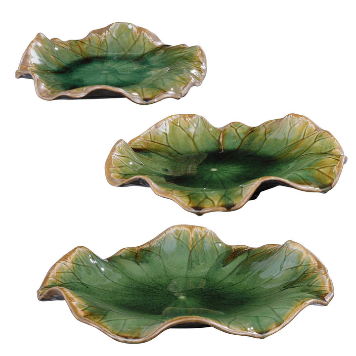 American Home Furniture Uttermost Abella Green Ceramic Wall Decor Set of 3