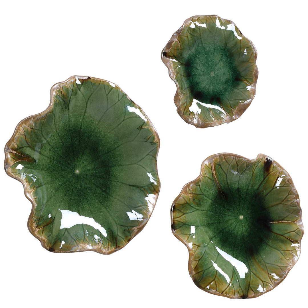 American Home Furniture Uttermost Abella Green Ceramic Wall Decor Set of 3
