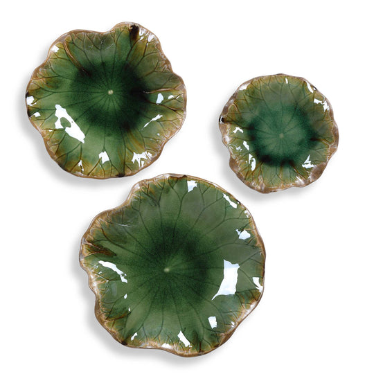 American Home Furniture Uttermost Abella Green Ceramic Wall Decor Set of 3