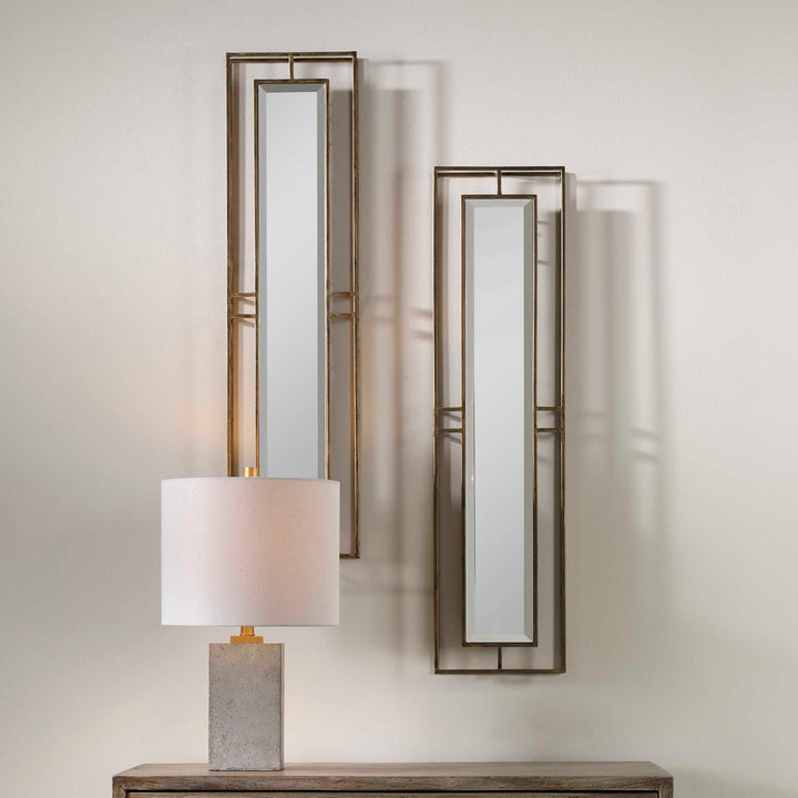 American Home Furniture Uttermost Rutledge Gold Mirrors, Set of 2