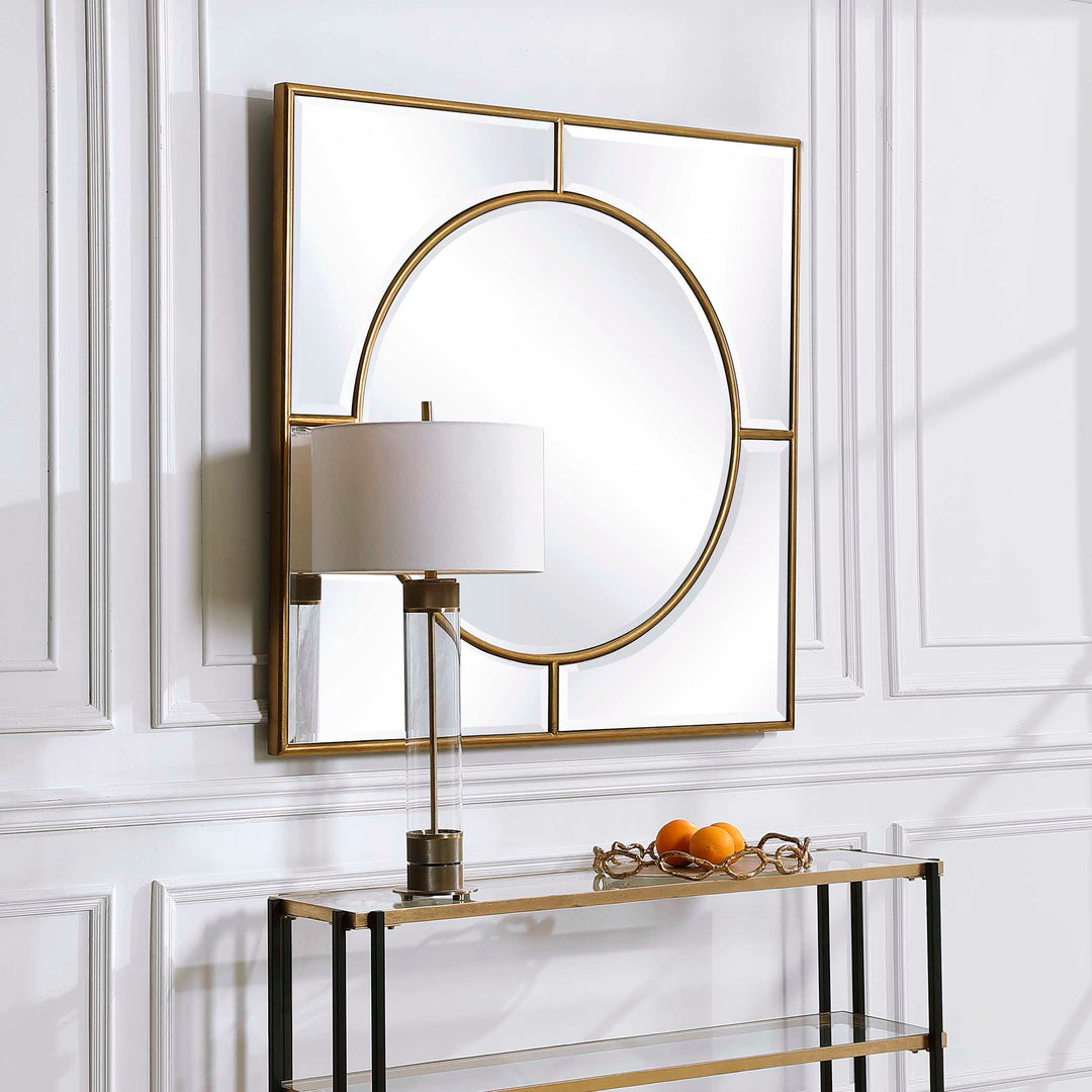 American Home Furniture Uttermost Stanford Gold Square Mirror