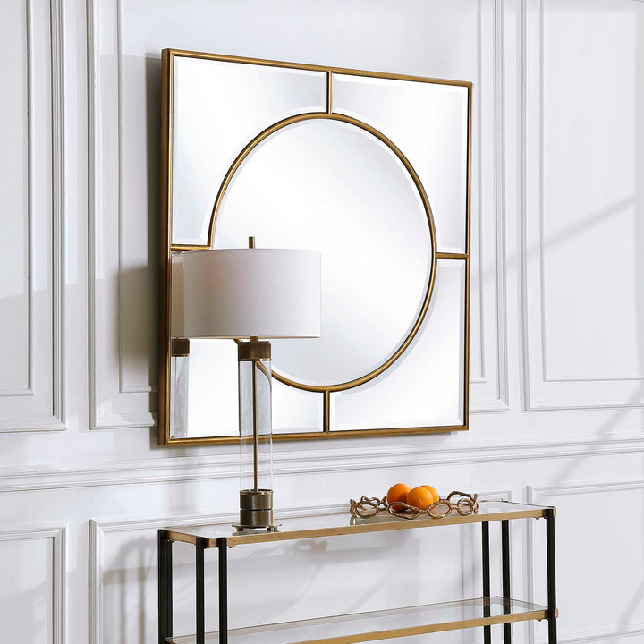 American Home Furniture Uttermost Stanford Gold Square Mirror