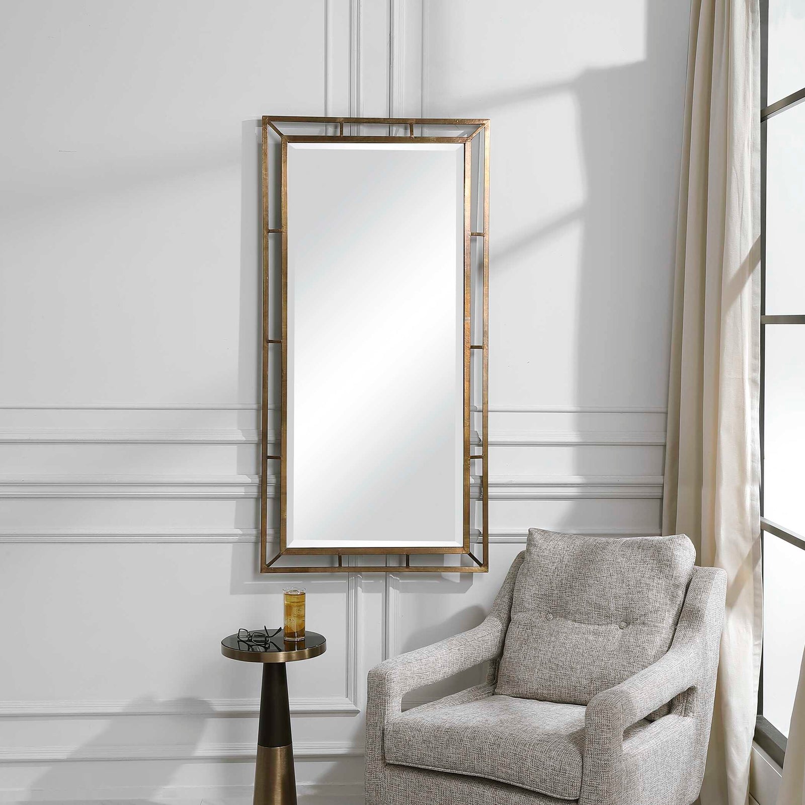 American Home Furniture Uttermost Farrow Copper Industrial Mirror