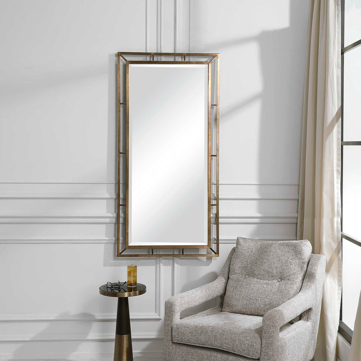 American Home Furniture Uttermost Farrow Copper Industrial Mirror