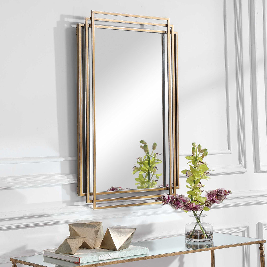American Home Furniture Uttermost Amherst Brushed Gold Mirror