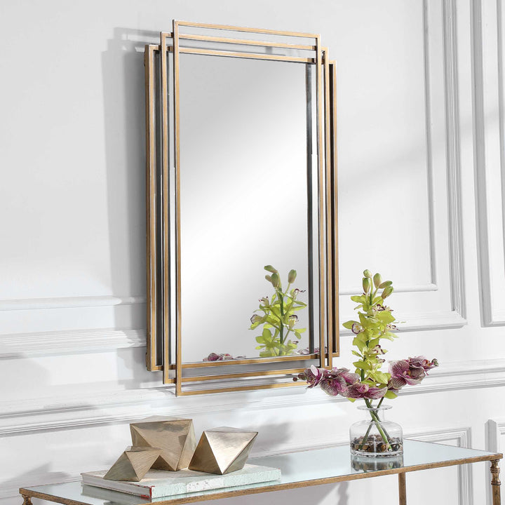 American Home Furniture Uttermost Amherst Brushed Gold Mirror