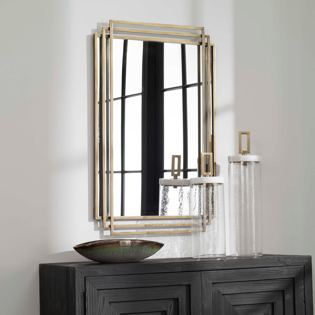 American Home Furniture Uttermost Amherst Brushed Gold Mirror