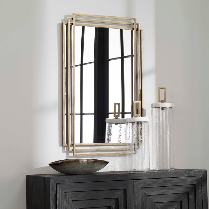 American Home Furniture Uttermost Amherst Brushed Gold Mirror