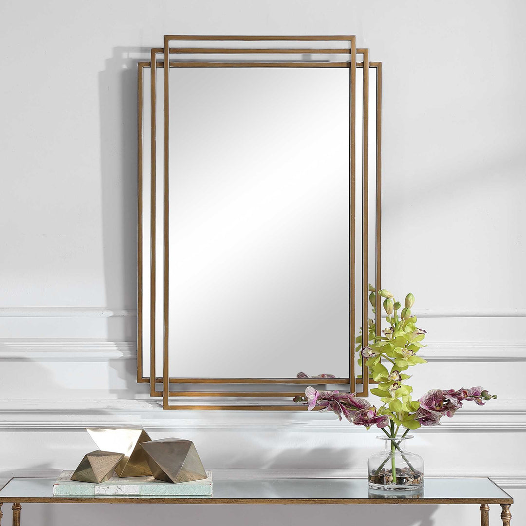 American Home Furniture Uttermost Amherst Brushed Gold Mirror