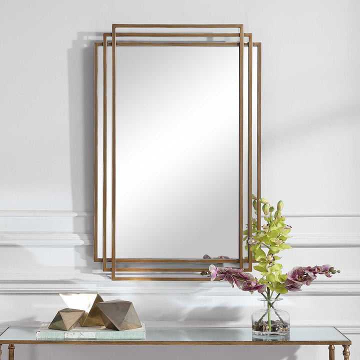 American Home Furniture Uttermost Amherst Brushed Gold Mirror