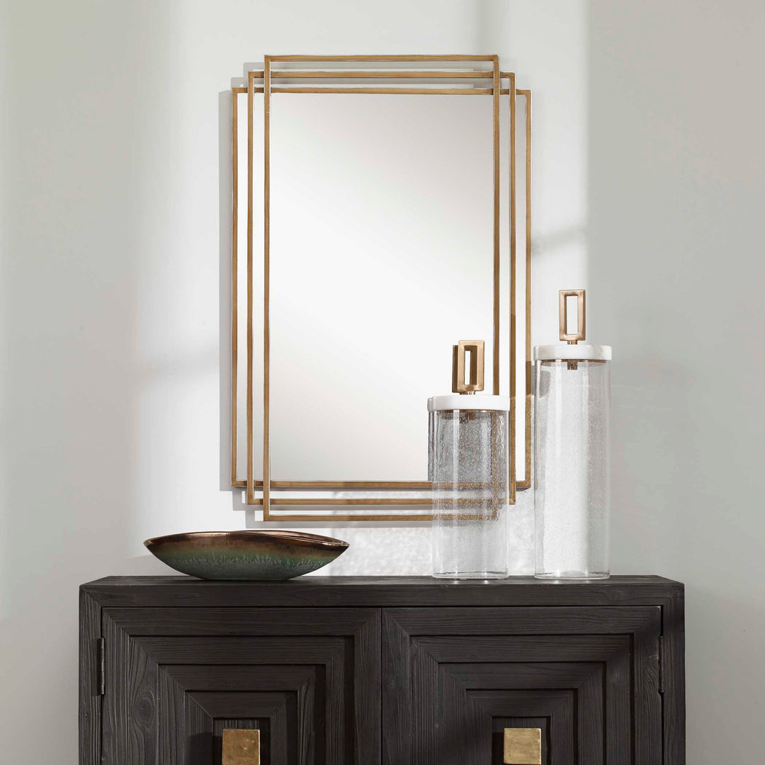 American Home Furniture Uttermost Amherst Brushed Gold Mirror