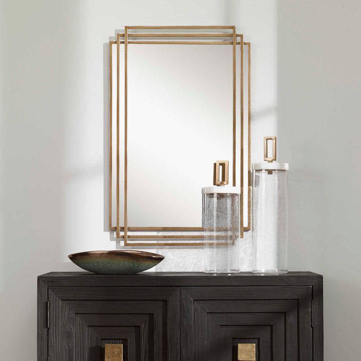 American Home Furniture Uttermost Amherst Brushed Gold Mirror