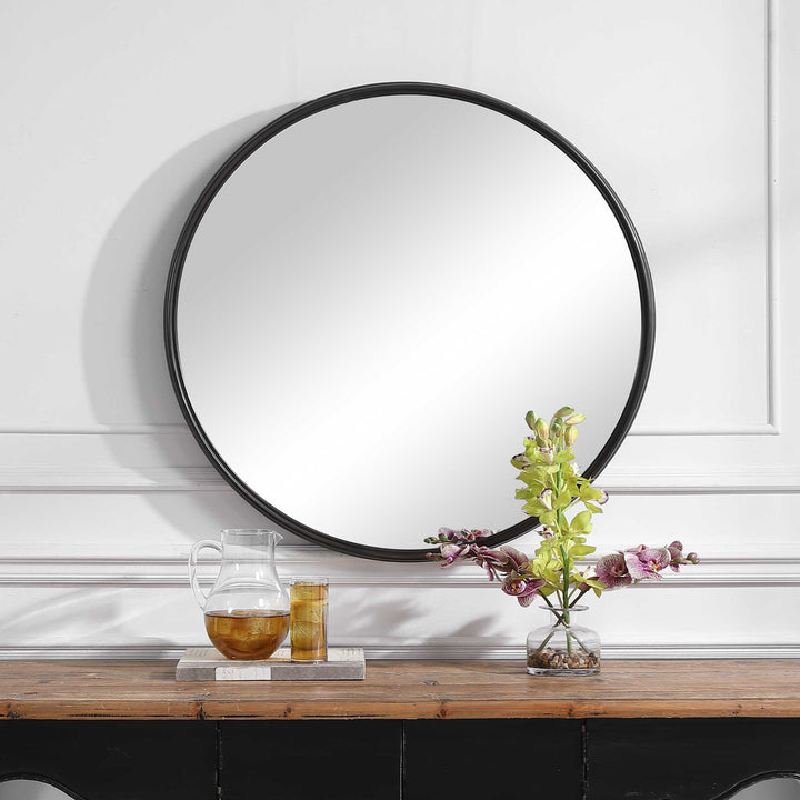 American Home Furniture Uttermost Belham Round Iron Mirror