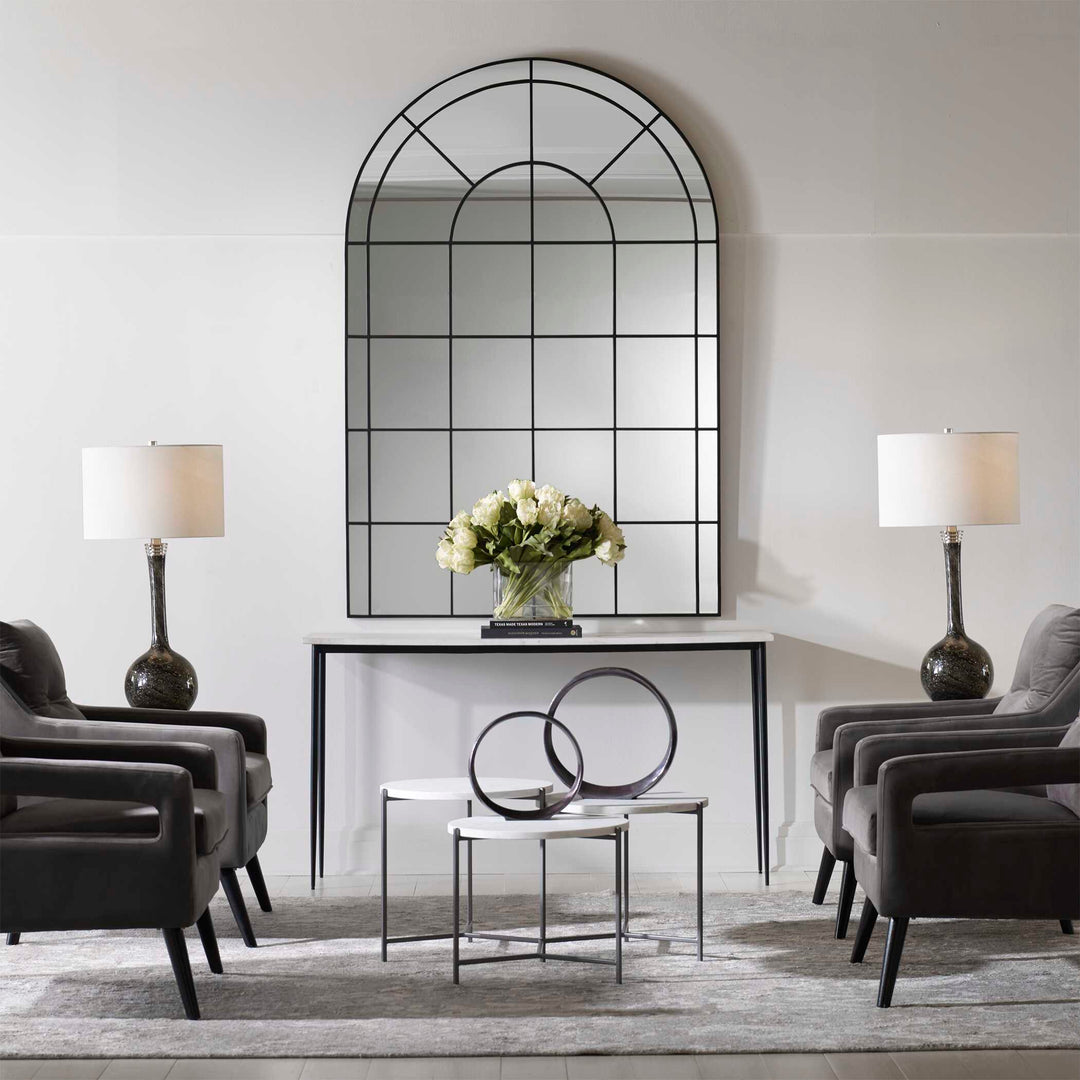 American Home Furniture Uttermost Grantola Black Arch Iron Mirror