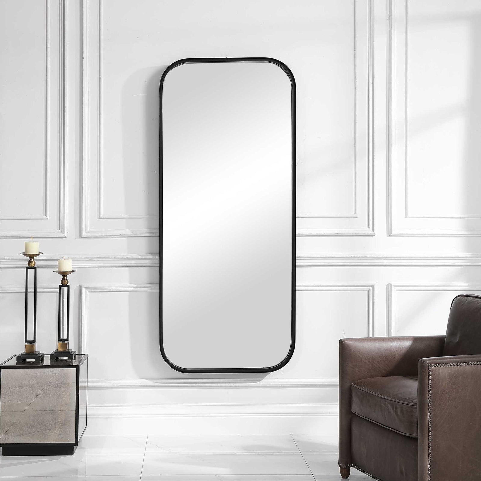 American Home Furniture Uttermost Concord Black Tall Iron Mirror