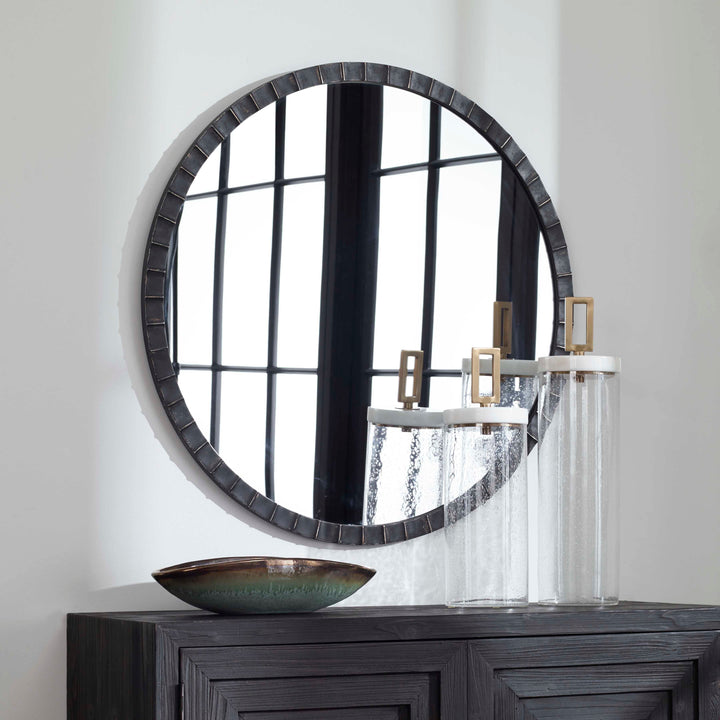 American Home Furniture Uttermost Dandridge Round Industrial Mirror