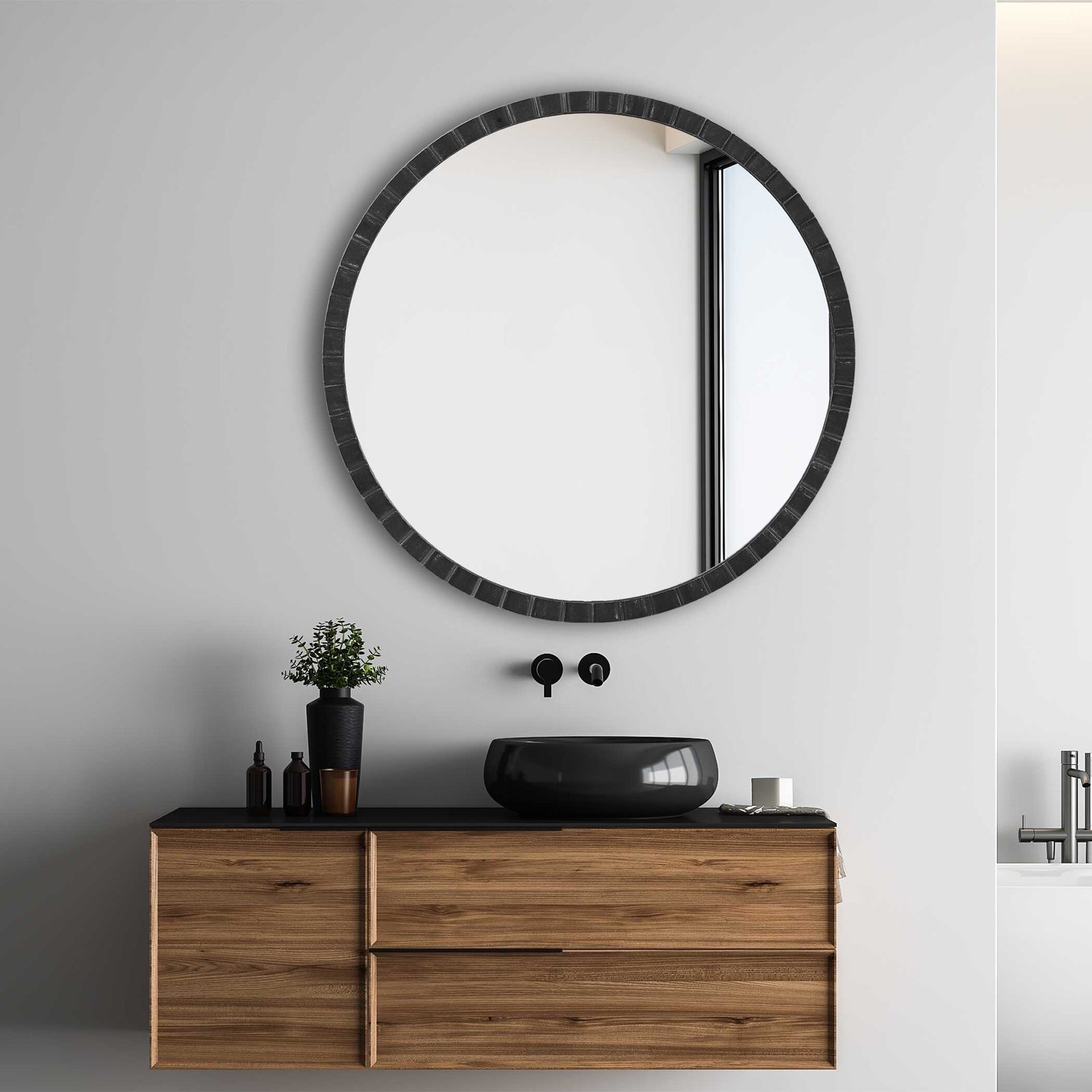 American Home Furniture Uttermost Dandridge Round Industrial Mirror