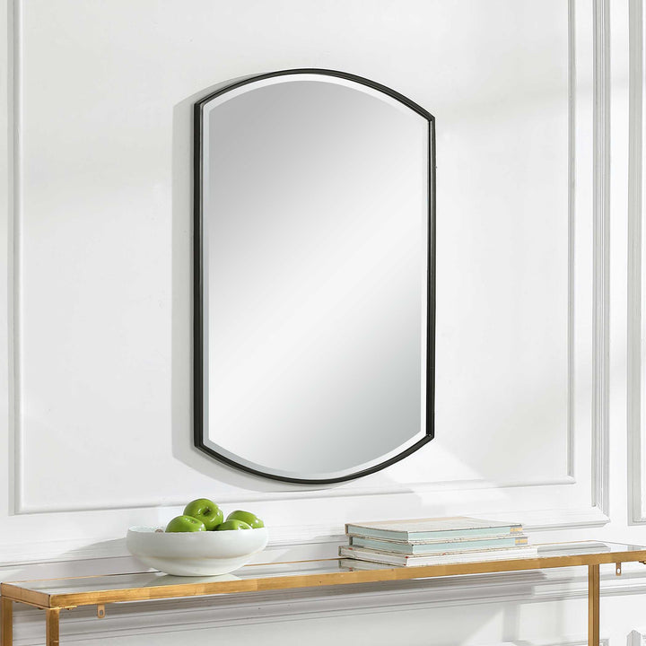 American Home Furniture Uttermost Shield Shaped Iron Mirror