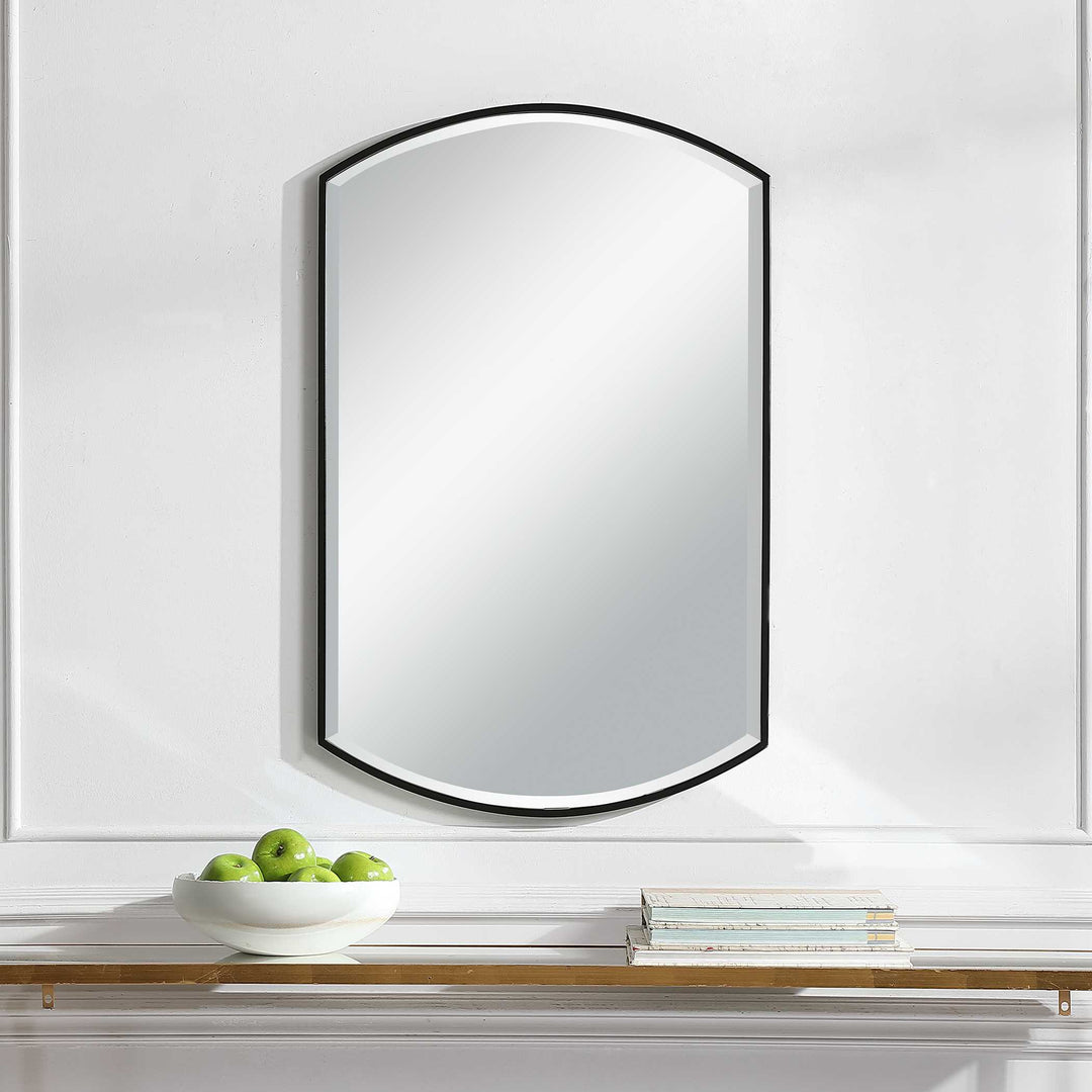 American Home Furniture Uttermost Shield Shaped Iron Mirror