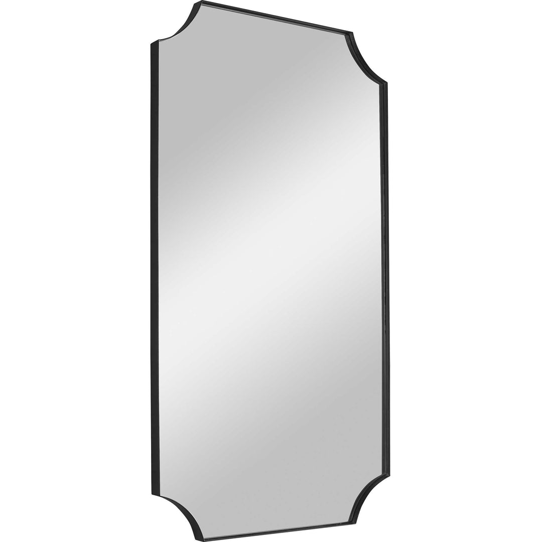 American Home Furniture Uttermost Lennox Black Scalloped Corner Mirror