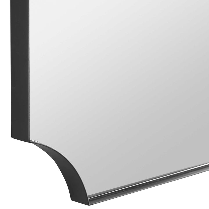 American Home Furniture Uttermost Lennox Black Scalloped Corner Mirror