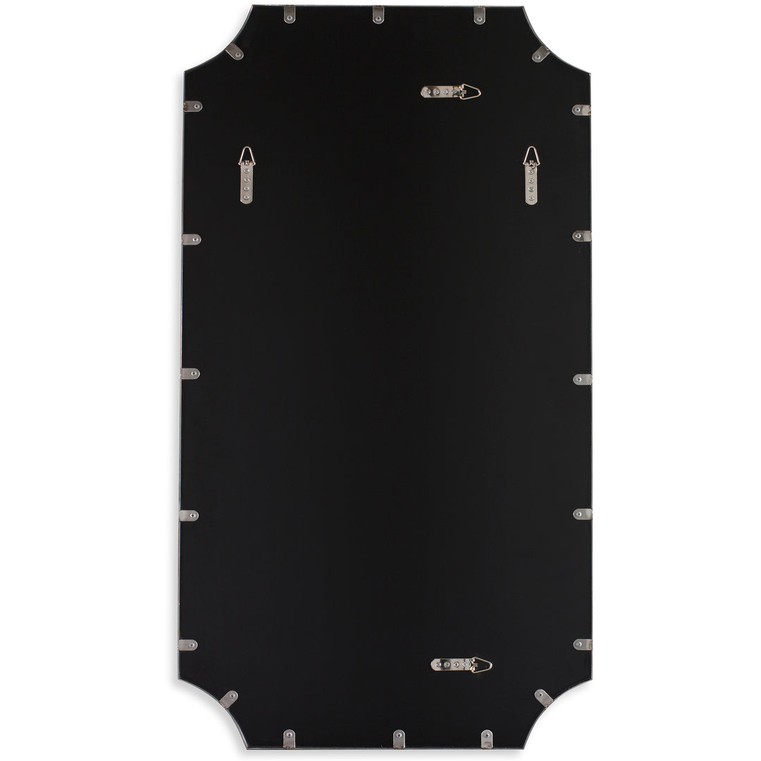 American Home Furniture Uttermost Lennox Black Scalloped Corner Mirror