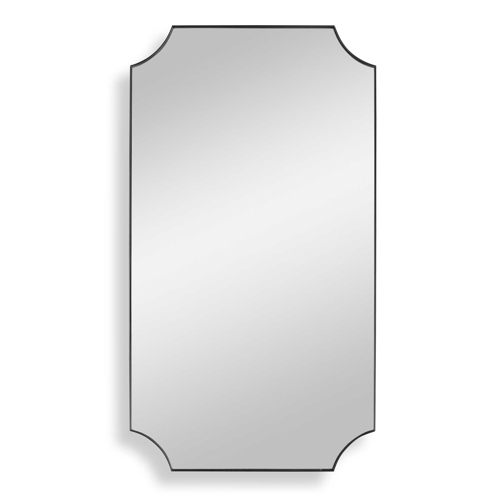 American Home Furniture Uttermost Lennox Black Scalloped Corner Mirror