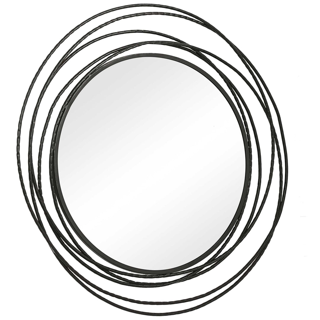 American Home Furniture Uttermost Whirlwind Black Round Mirror