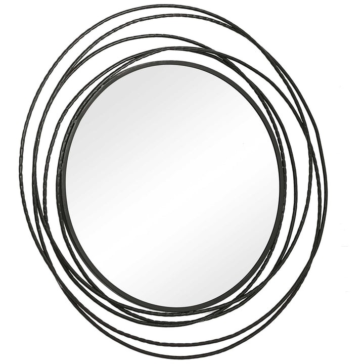 American Home Furniture Uttermost Whirlwind Black Round Mirror