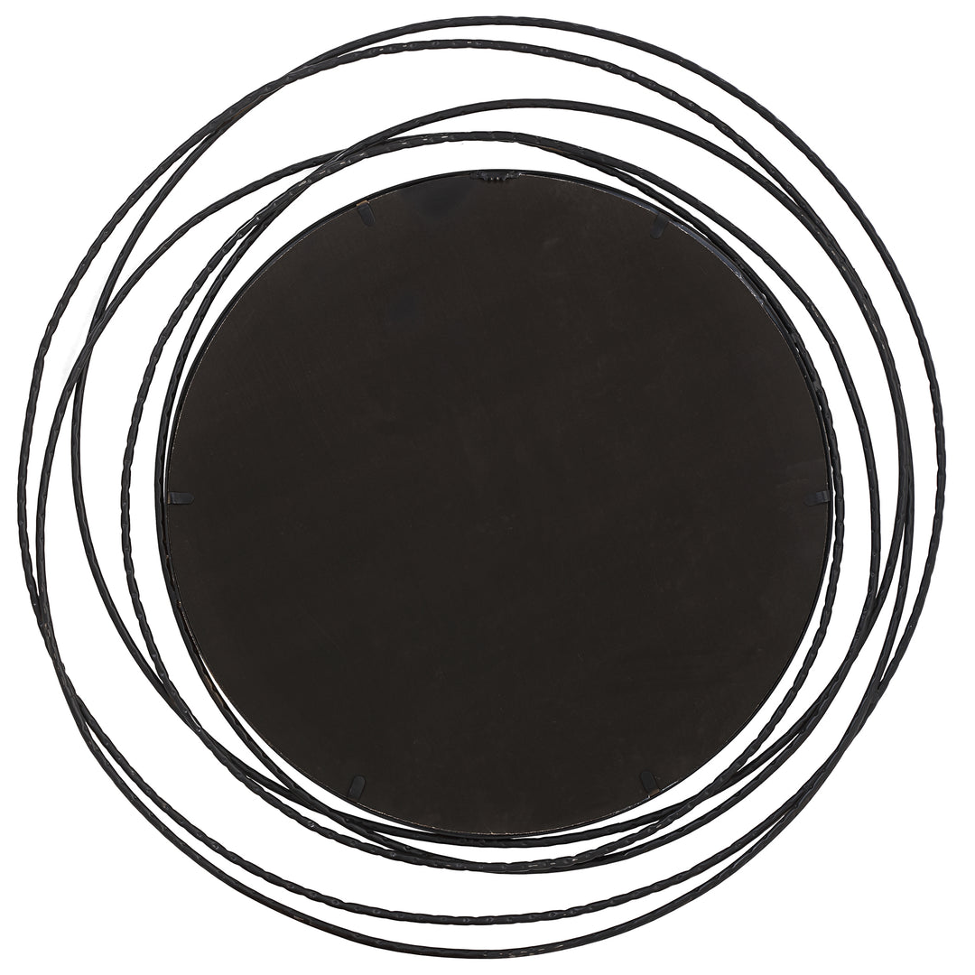 American Home Furniture Uttermost Whirlwind Black Round Mirror