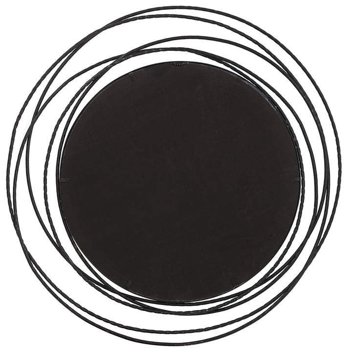 American Home Furniture Uttermost Whirlwind Black Round Mirror